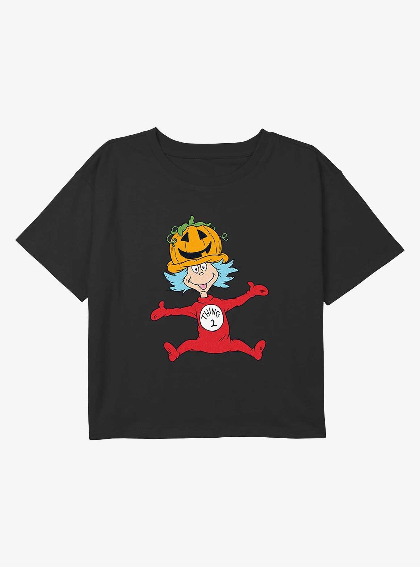 Dr Sesuss Pumpkin Hat Thing 2 Youth Girls Boxy Crop T-Shirt, , hi-res
