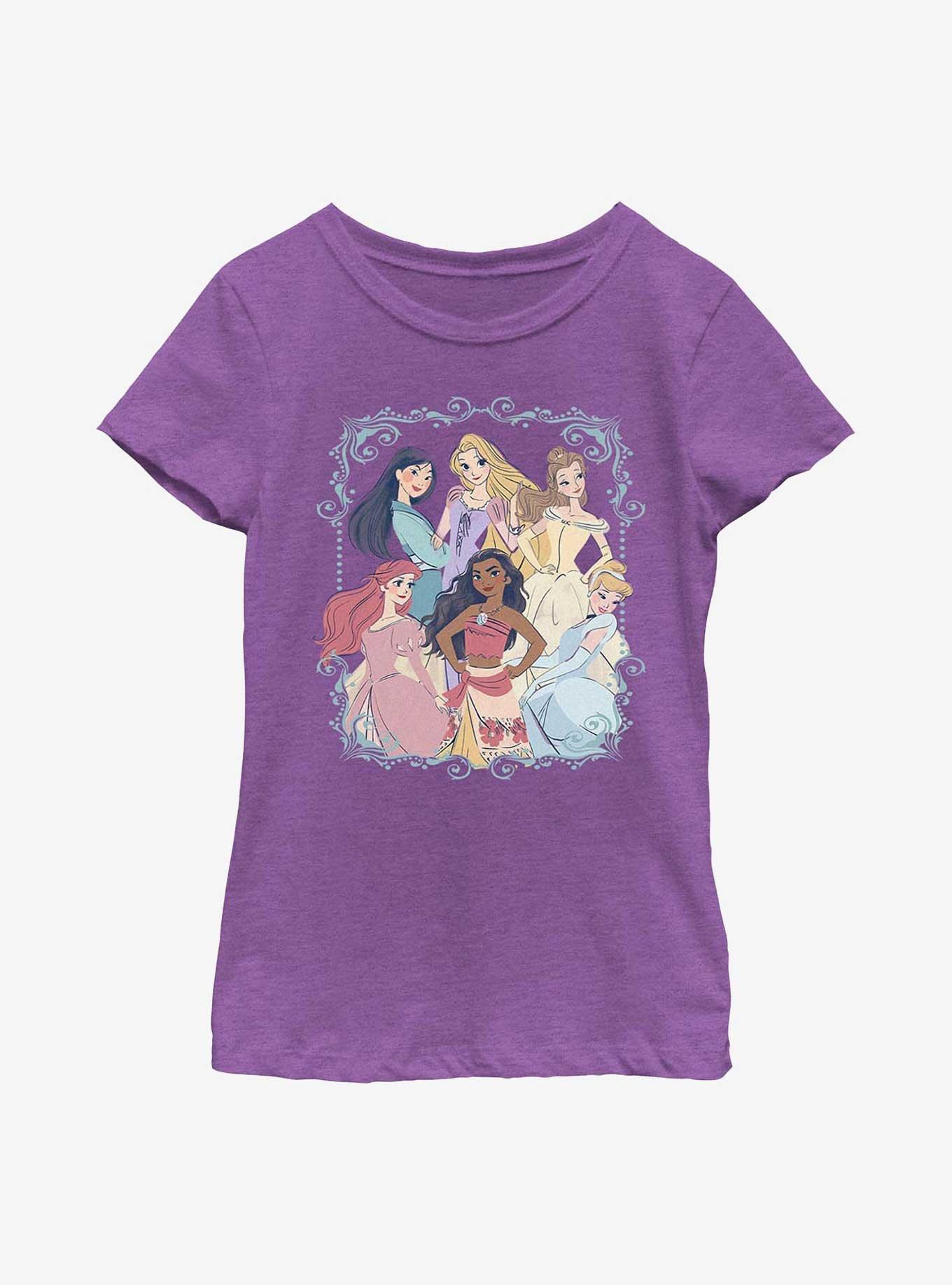 Disney Princesses Bordered Princesses Youth Girls T-Shirt