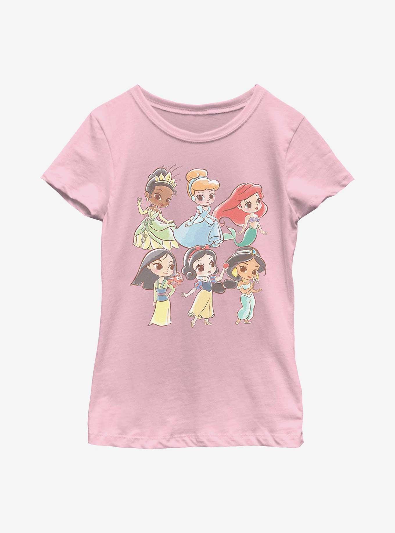 Disney Princesses Chibi Princess Grid Youth Girls T-Shirt, , hi-res