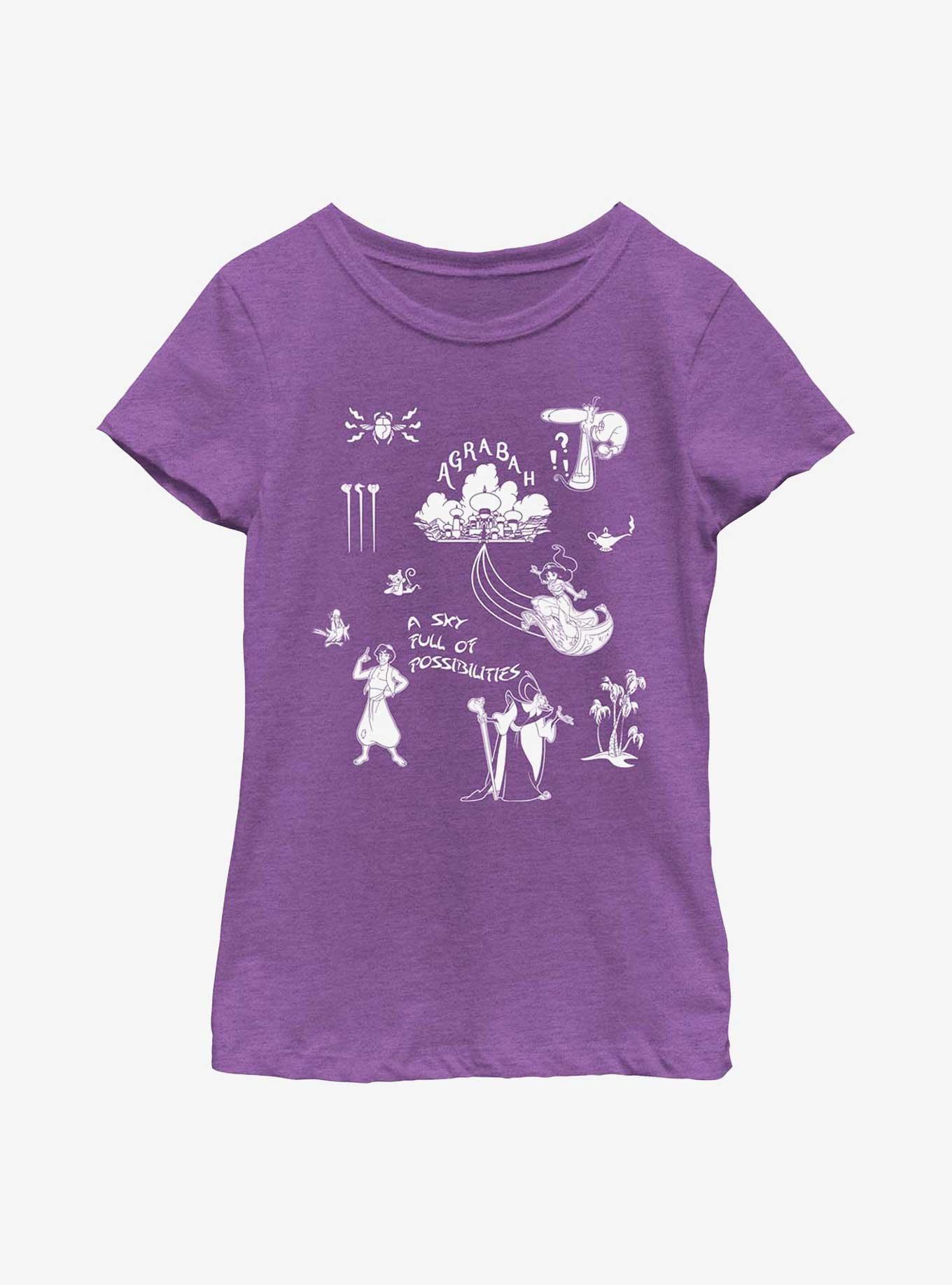 Disney Princesses Aladdin Things Youth Girls T-Shirt, PURPLE BERRY, hi-res