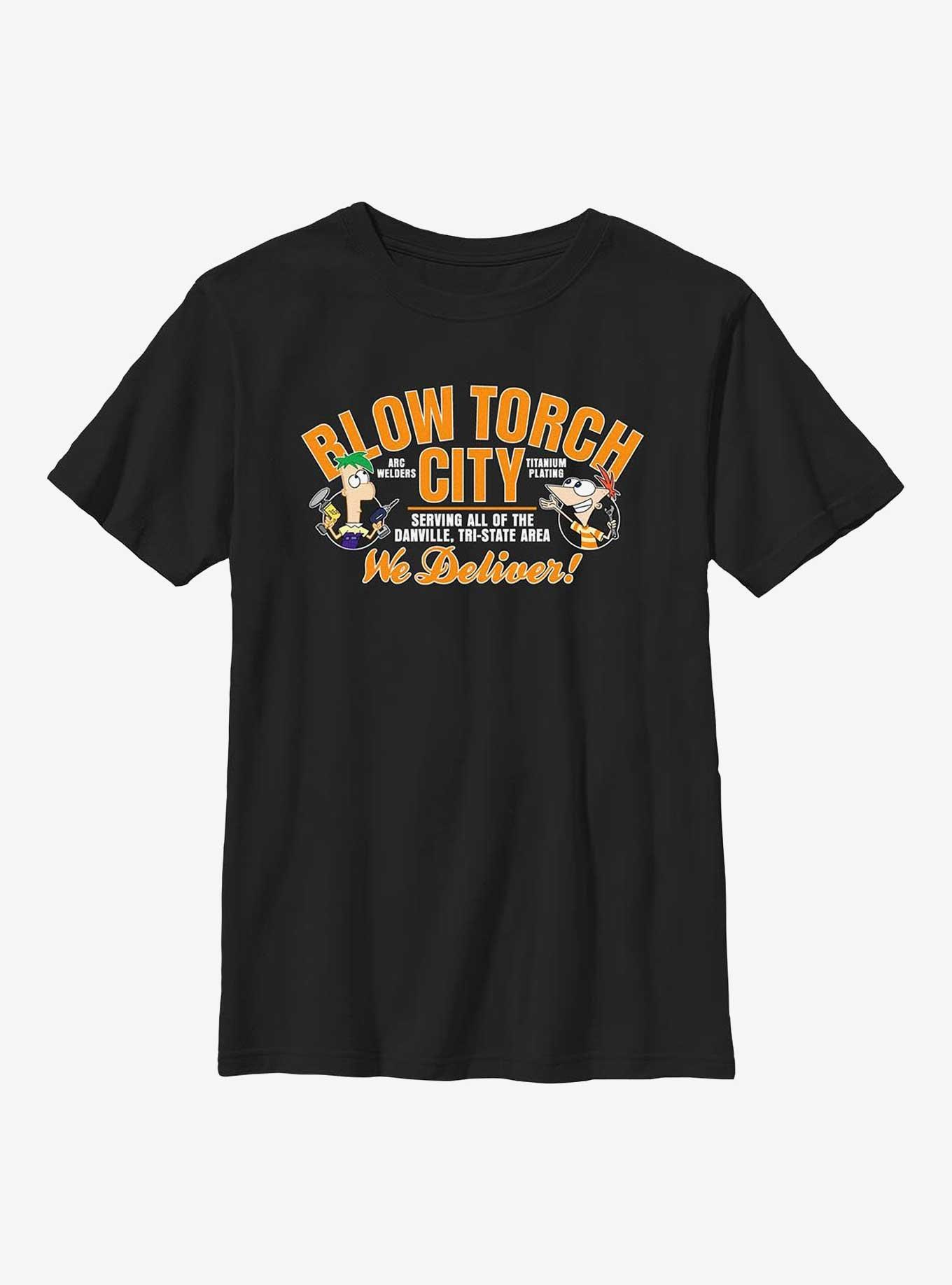 Phineas And Ferb Blow Torch City Youth T-Shirt, , hi-res