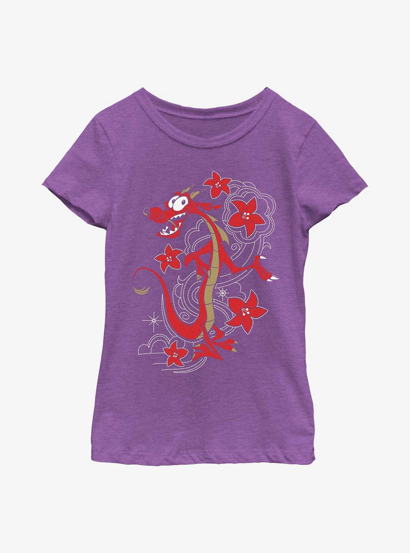 Disney Princesses Mushu Floral Youth Girls T-Shirt, , hi-res