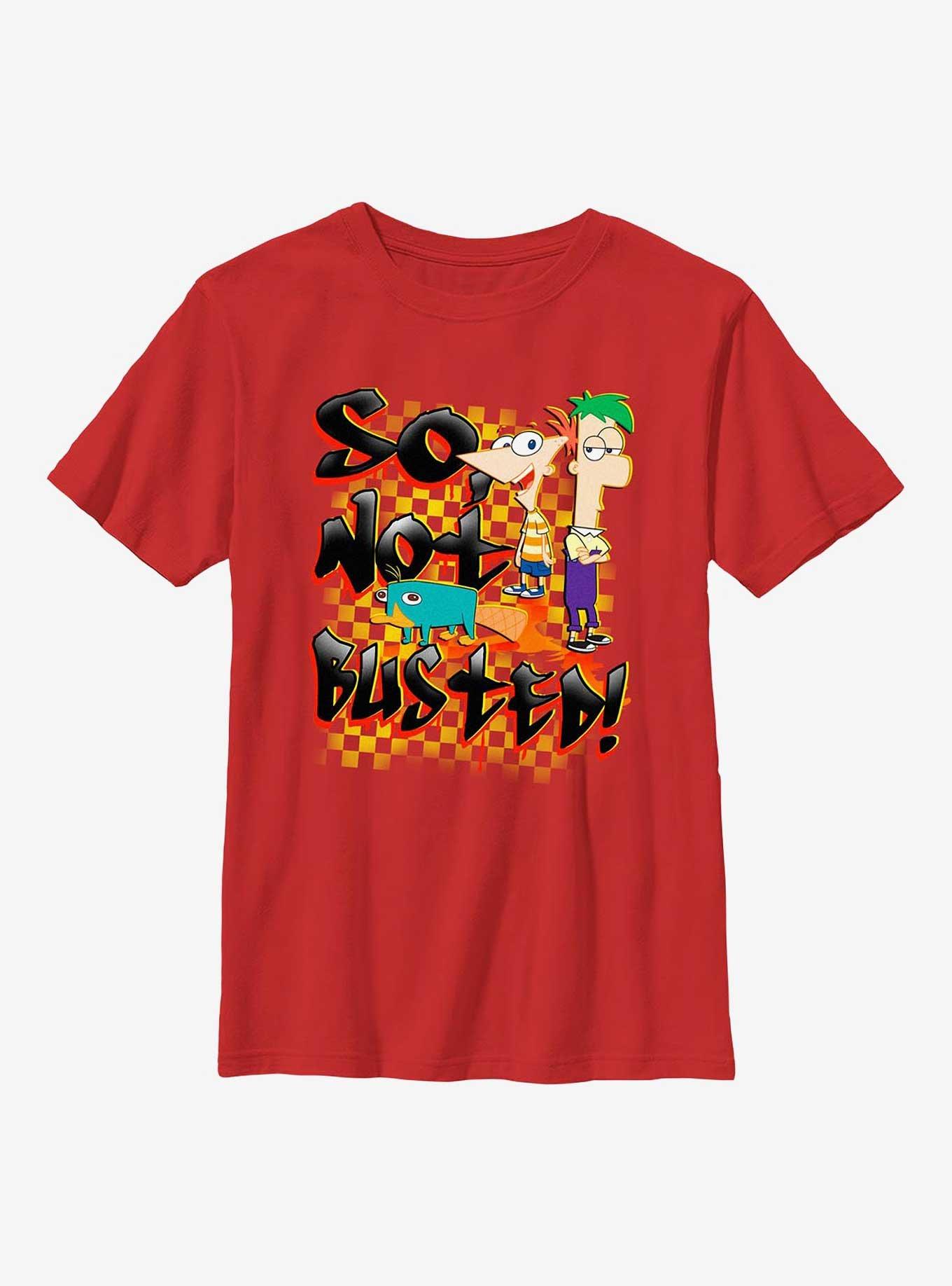 Phineas And Ferb So Not Busted Youth T-Shirt, RED, hi-res