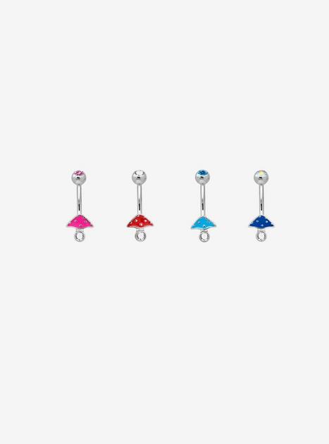 14G Steel Silver Mushroom Eyebrow Barbell 4 Pack | Hot Topic