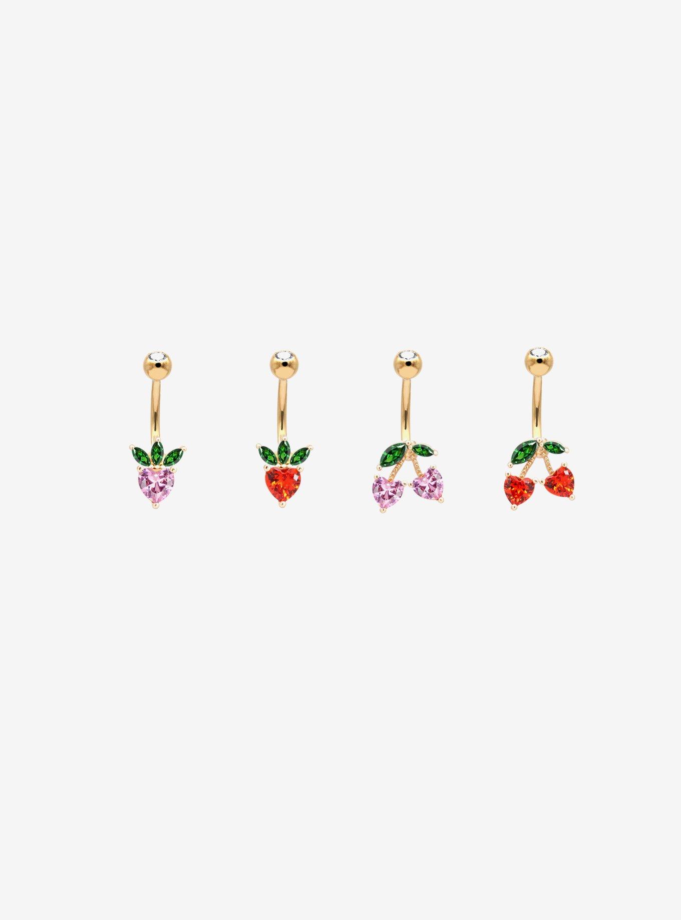 14G Steel Gold Fruit Eyebrow Barbell 4 Pack, , hi-res