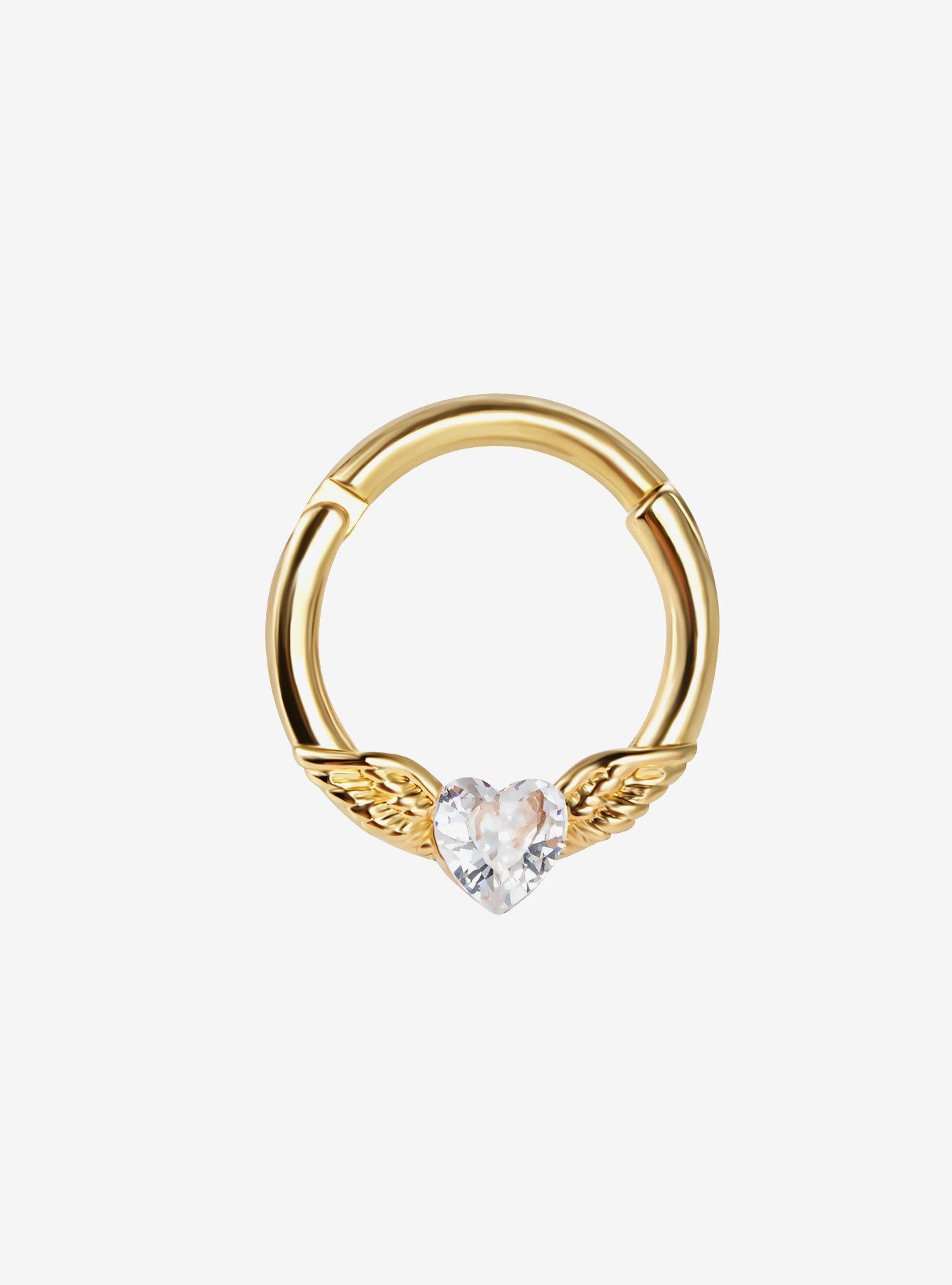 Steel Gold Winged Heart Hinged Clicker, , hi-res