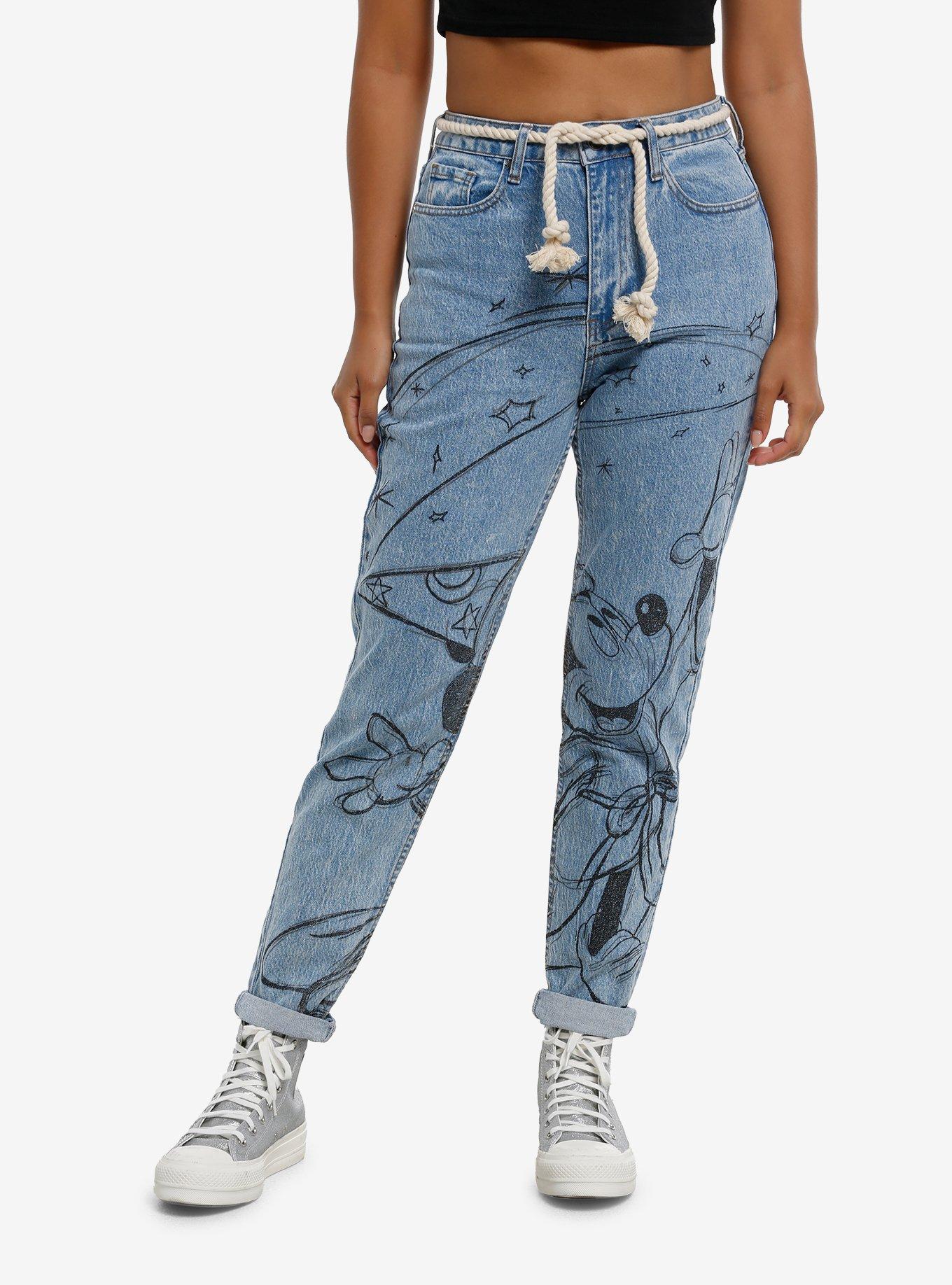 Her Universe Disney Fantasia The Sorcerer's Apprentice Mickey Mouse Belted Mom Jeans, , hi-res