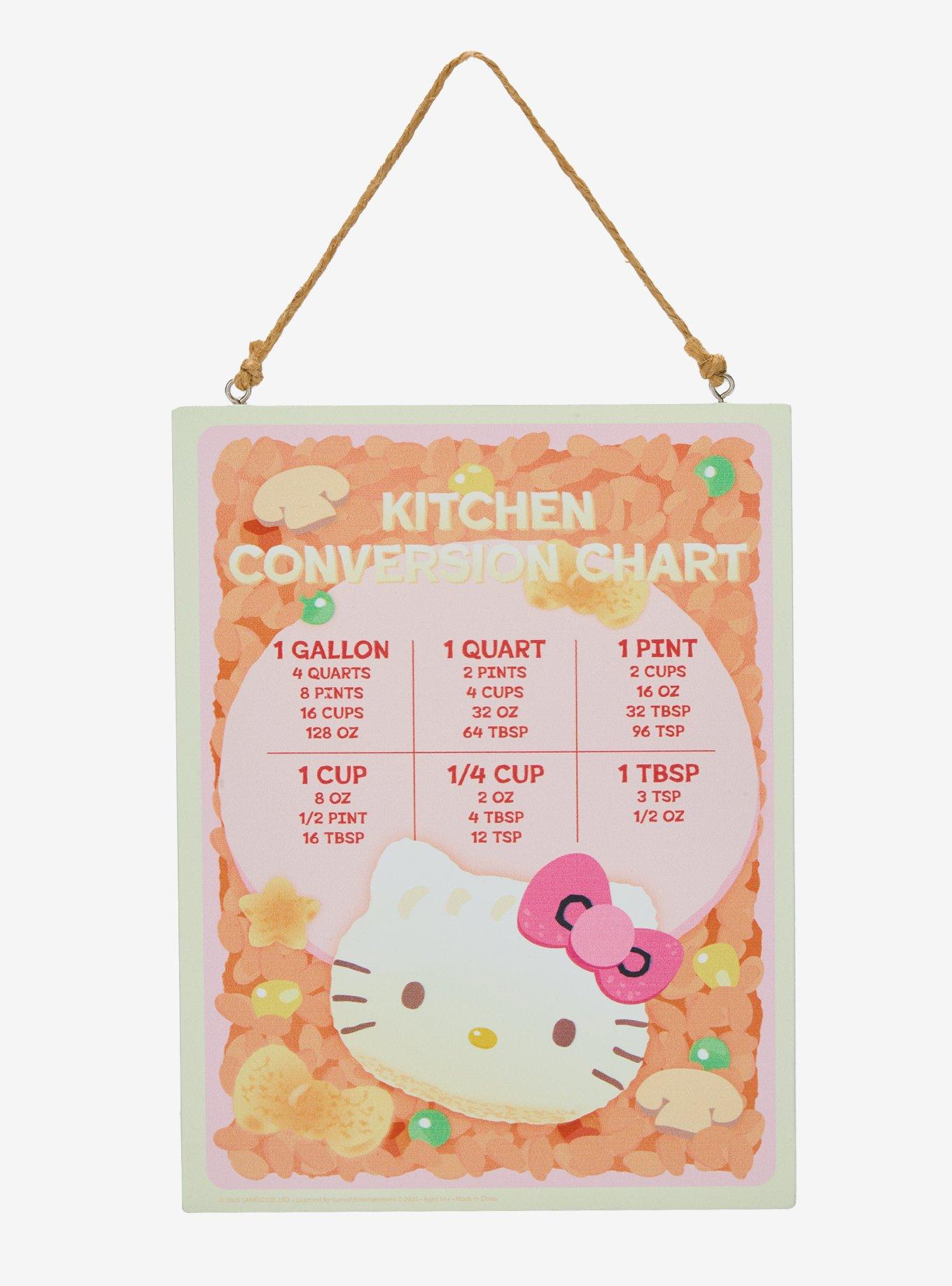 Hello Kitty Bento Kitchen Conversion Chart Wall Sign, , hi-res