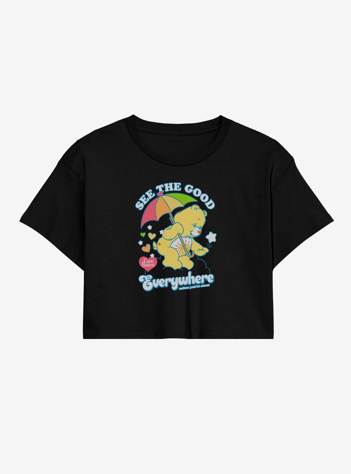 Care Bears Funshine Bear Good Everywhere Girls Crop T-Shirt, BLACK, hi-res
