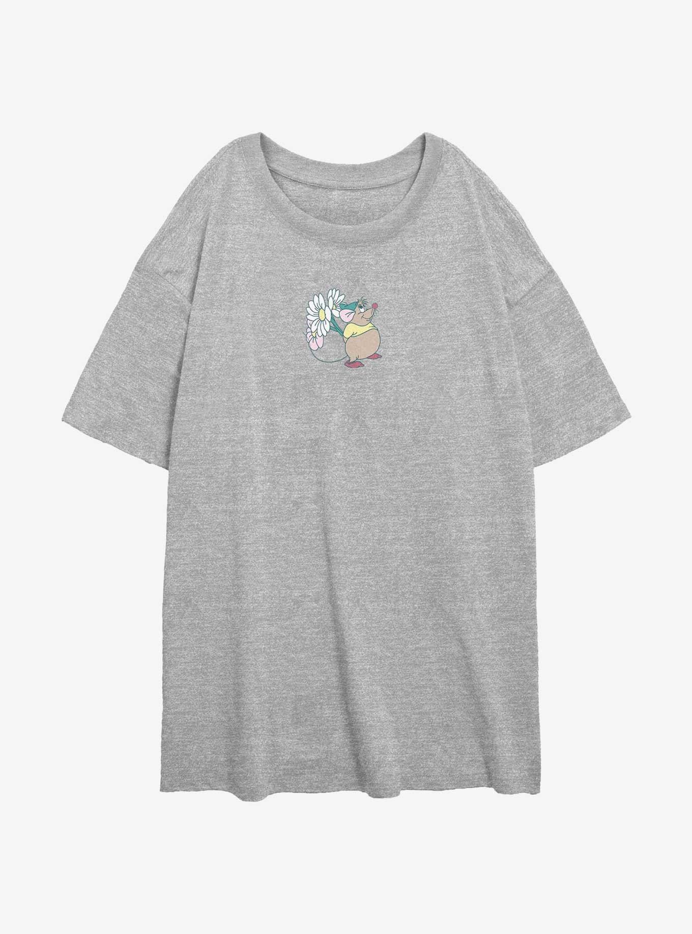 Disney Cinderella Cute Lil Gus Flower Womens Oversized T-Shirt, ATH HTR, hi-res
