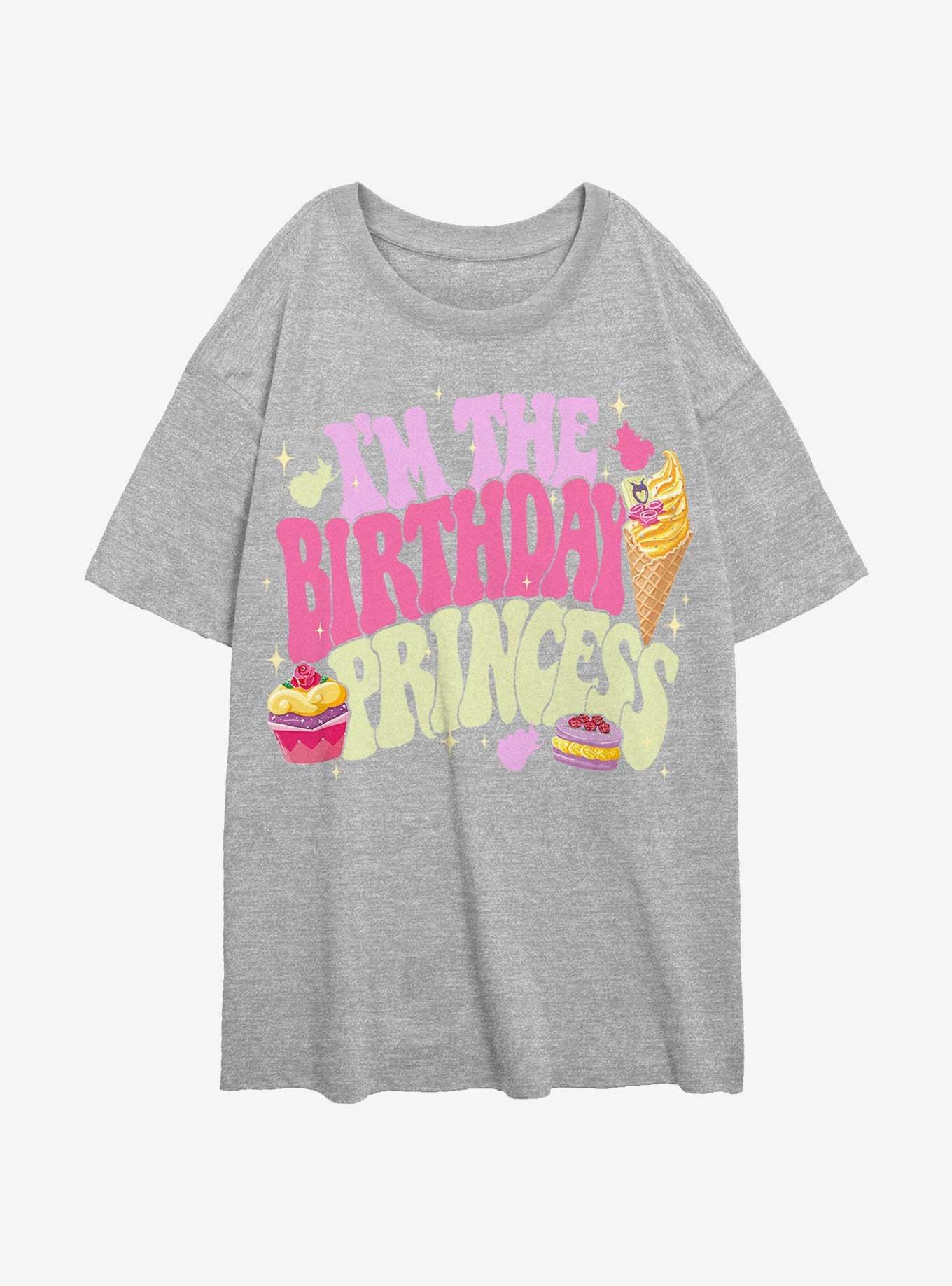 Disney Princesses Birthday Princess Womens Oversized T-Shirt, ATH HTR, hi-res