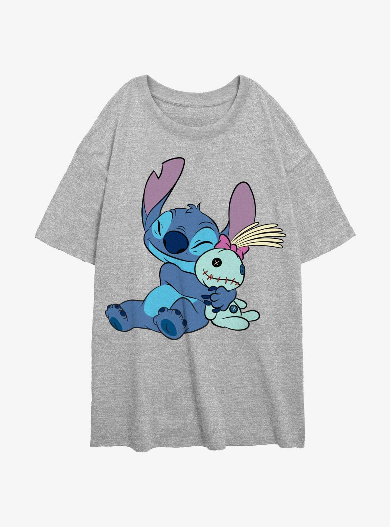 Disney Lilo & Stitch Hugging Scrump Womens Oversized T-Shirt, ATH HTR, hi-res
