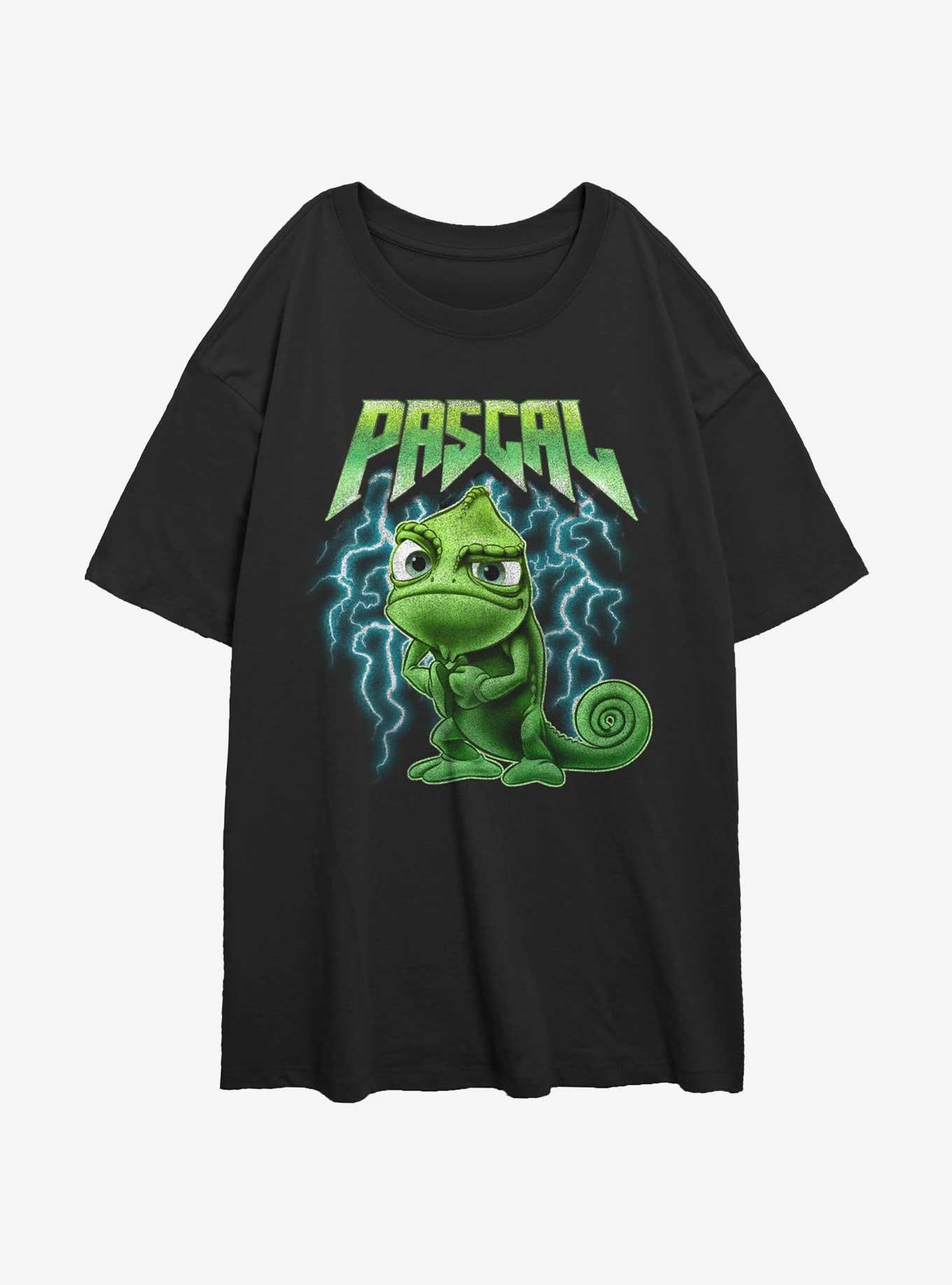Disney Tangled Pascal Metal Womens Oversized T-Shirt, BLACK, hi-res