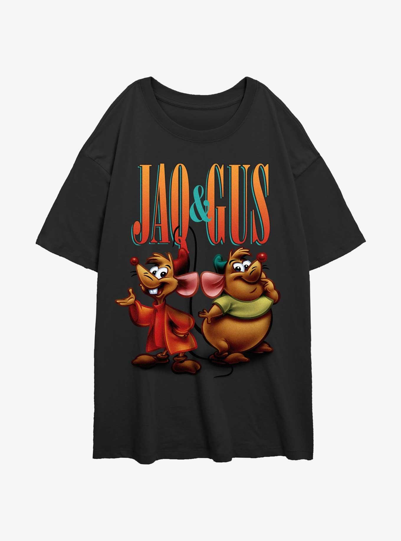 Disney Cinderella Gus And Jaq Pose Womens Oversized T-Shirt, BLACK, hi-res