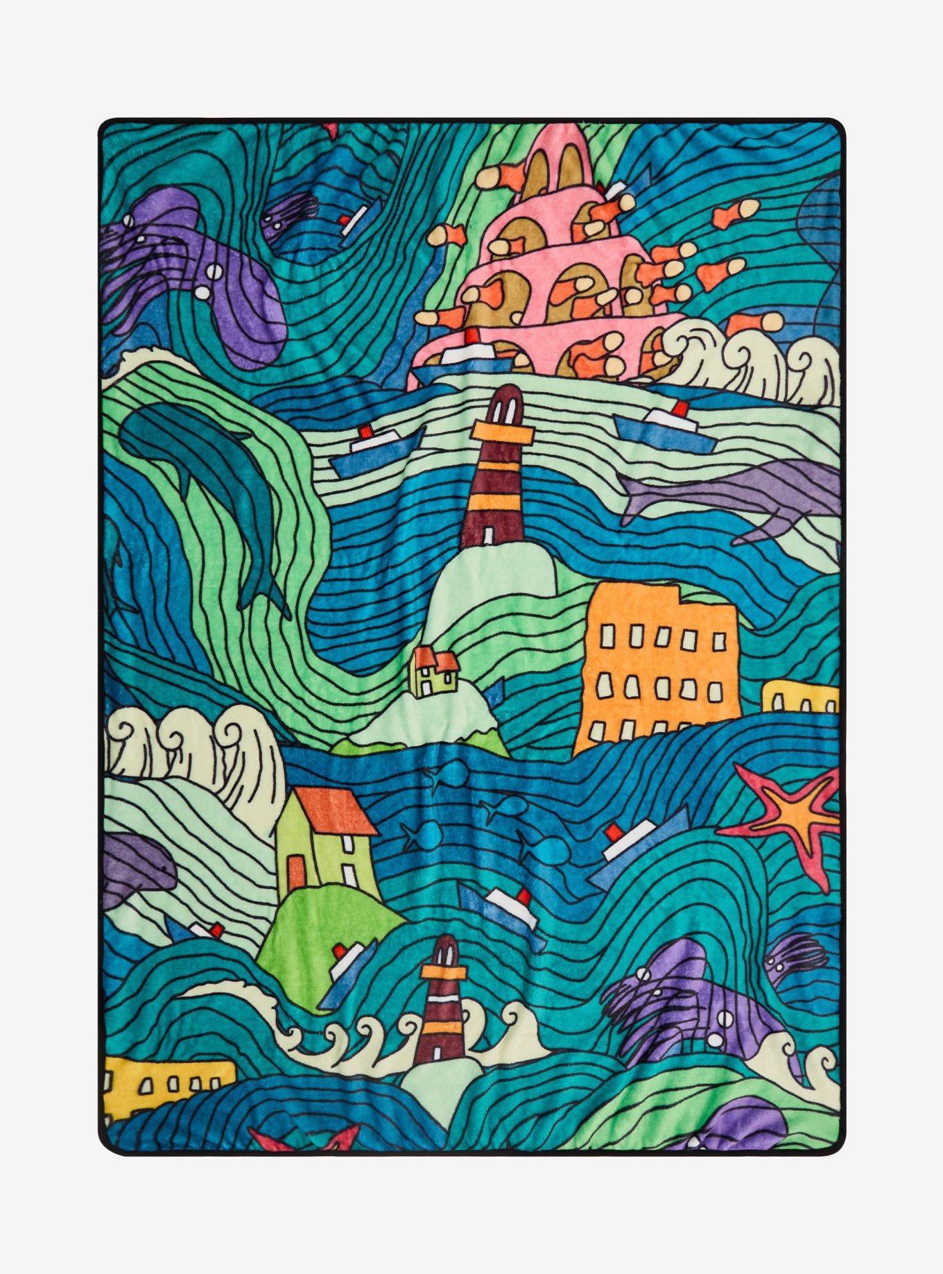 Studio Ghibli® Ponyo Line Art Scene Fleece Throw - BoxLunch