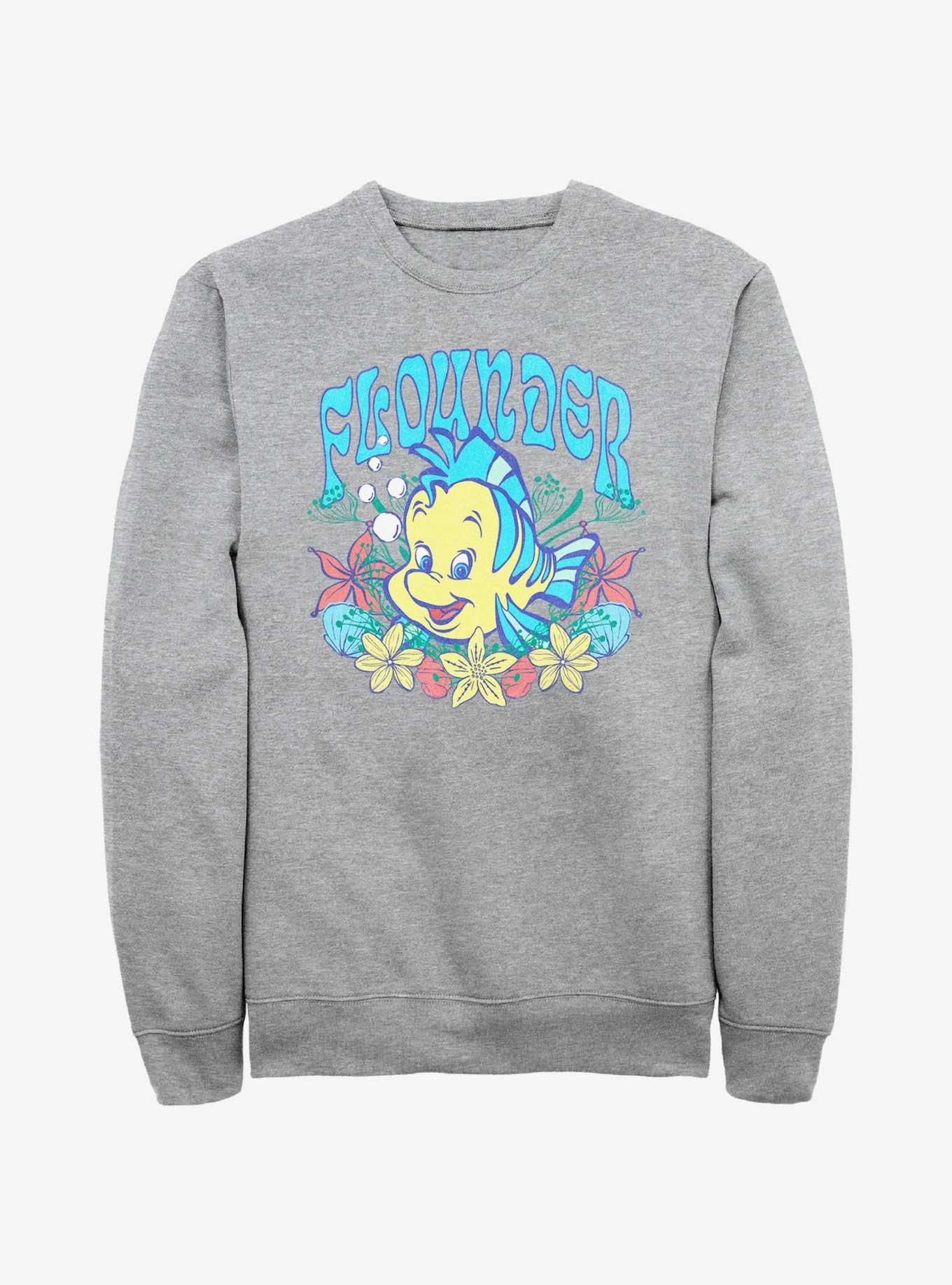 Disney The Little Mermaid Flounder Floral Wreath Sweatshirt, , hi-res