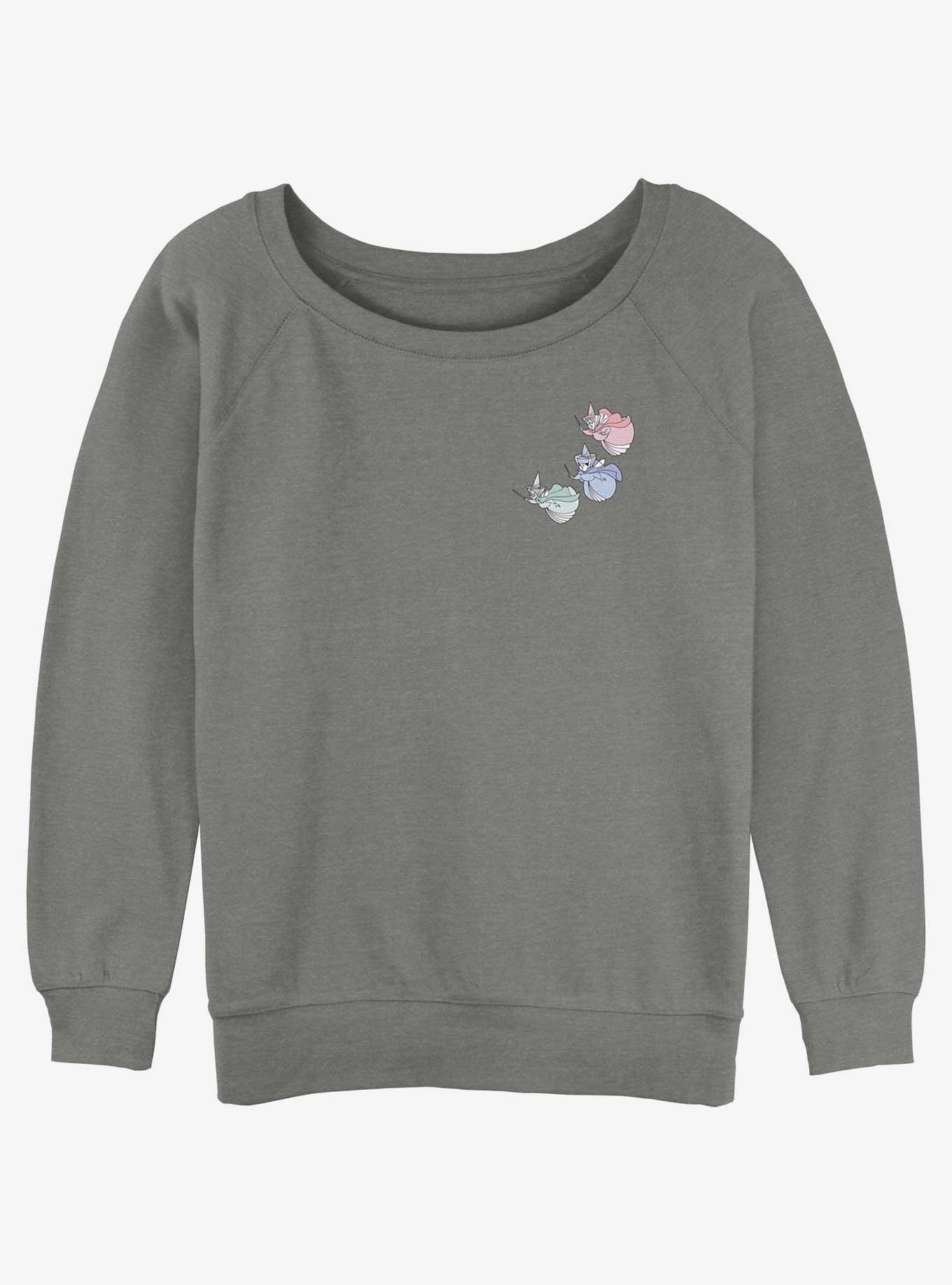 Disney Sleeping Beauty Fairy Trio Pocket Womens Slouchy Sweatshirt, GRAY HTR, hi-res