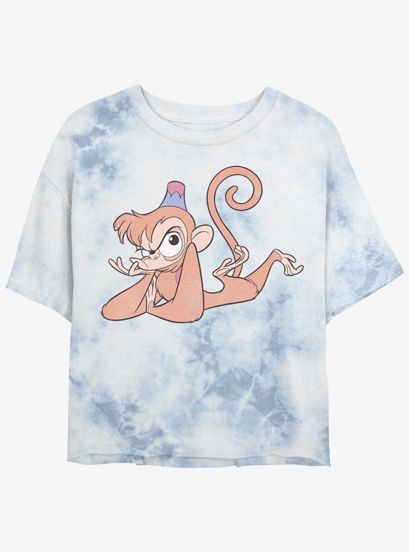 Disney Aladdin Abu Pose Tie Dye Crop Womens T-Shirt, WHITEBLUE, hi-res