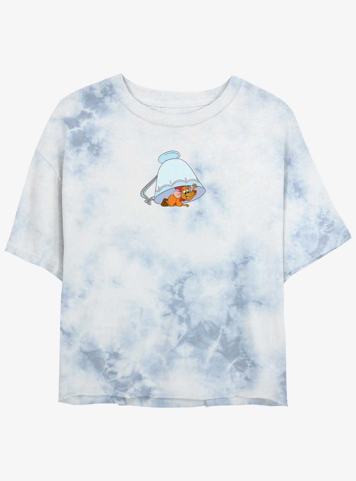 Disney Cinderella Jaq Under The Teacup Tie Dye Crop Womens T-Shirt, WHITEBLUE, hi-res