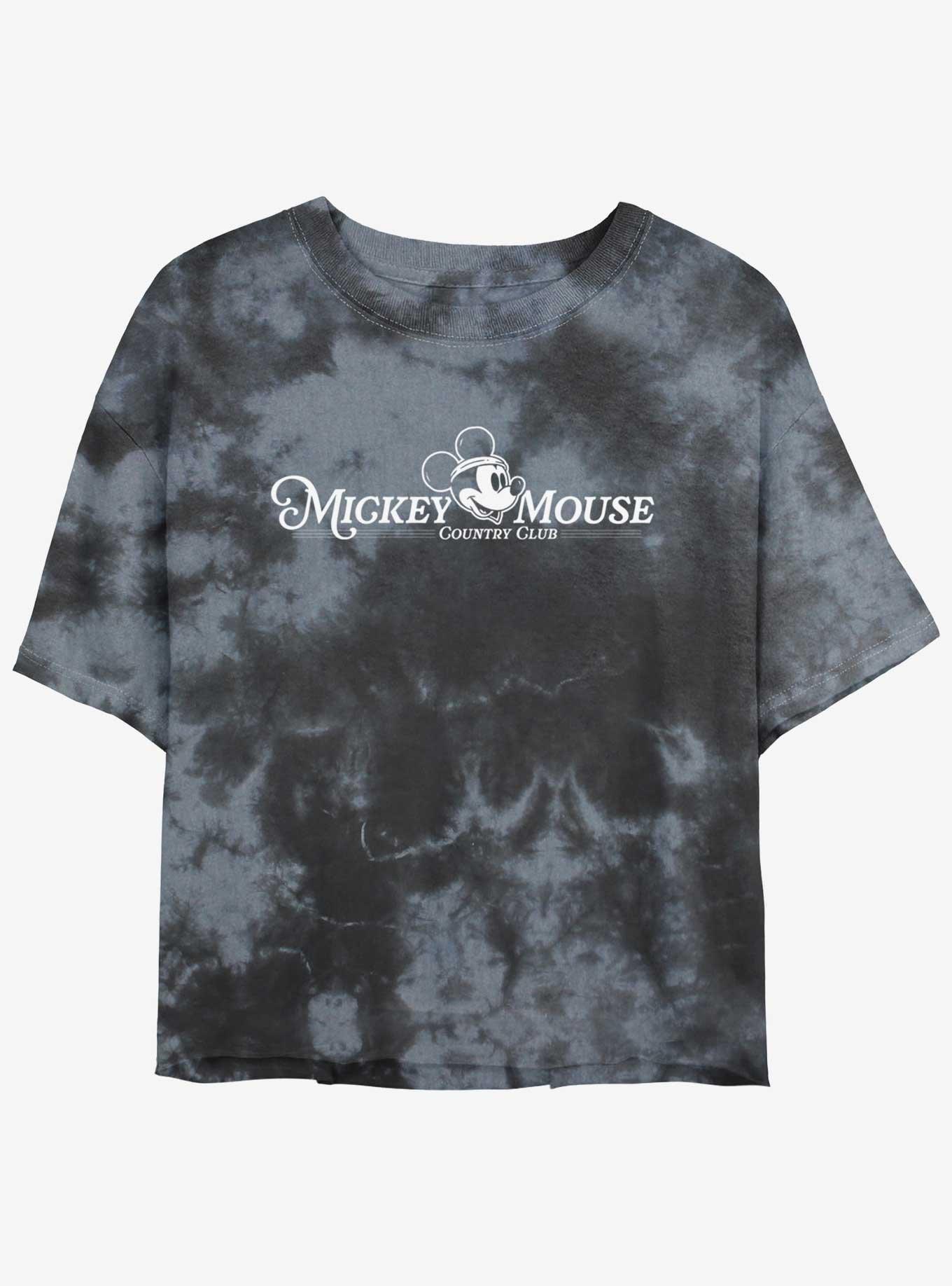 Disney Mickey Mouse Country Club Tie Dye Crop Womens T-Shirt, BLKCHAR, hi-res