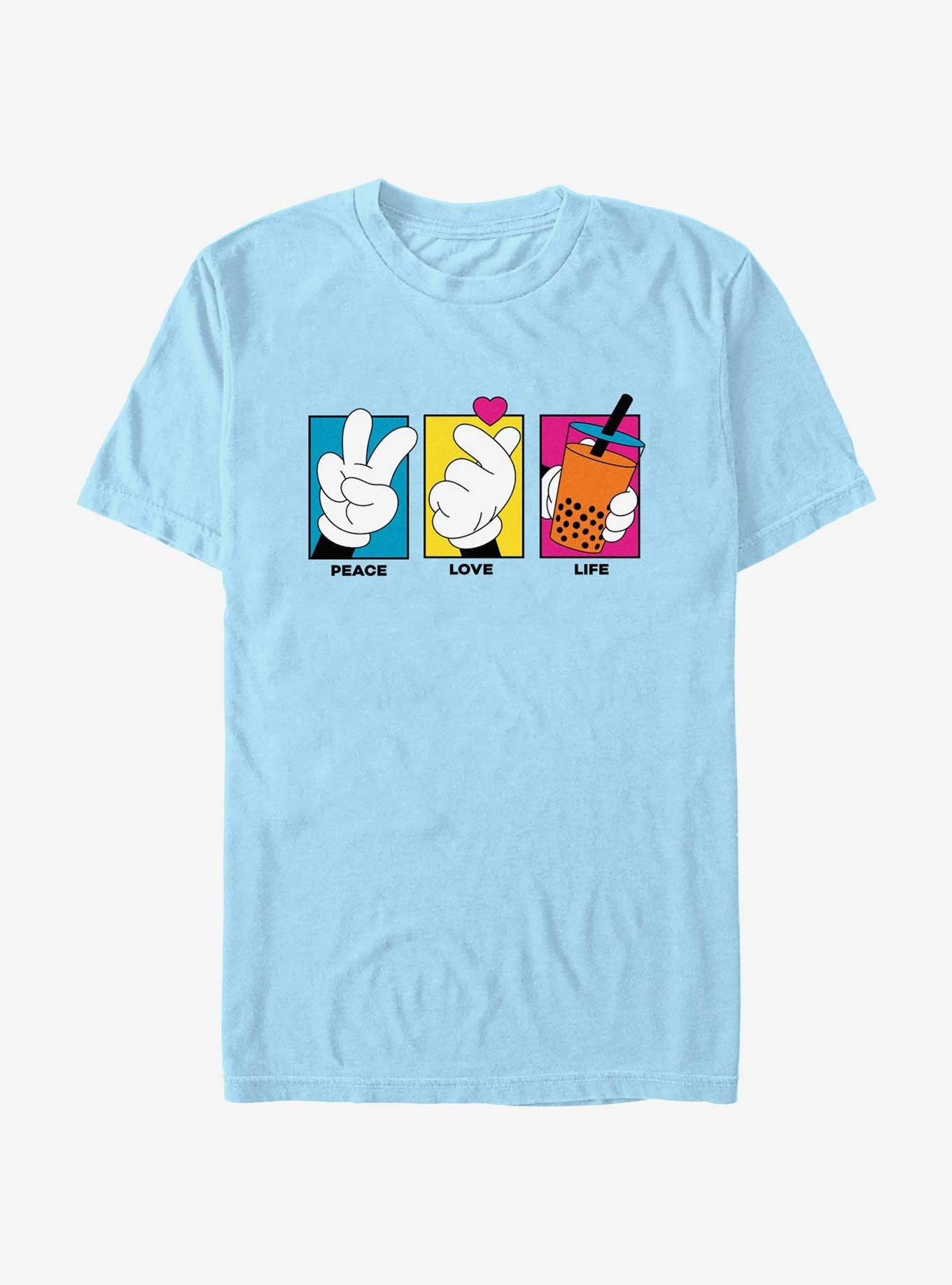 Disney Mickey Mouse Peace Love Life T-Shirt, LT BLUE, hi-res
