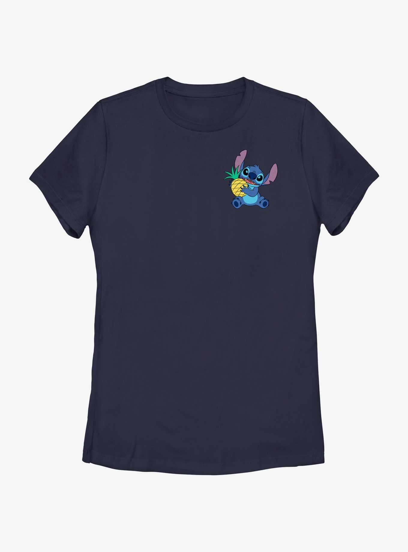 Disney Lilo & Stitch Pineapple Hug Pocket Womens T-Shirt, NAVY, hi-res