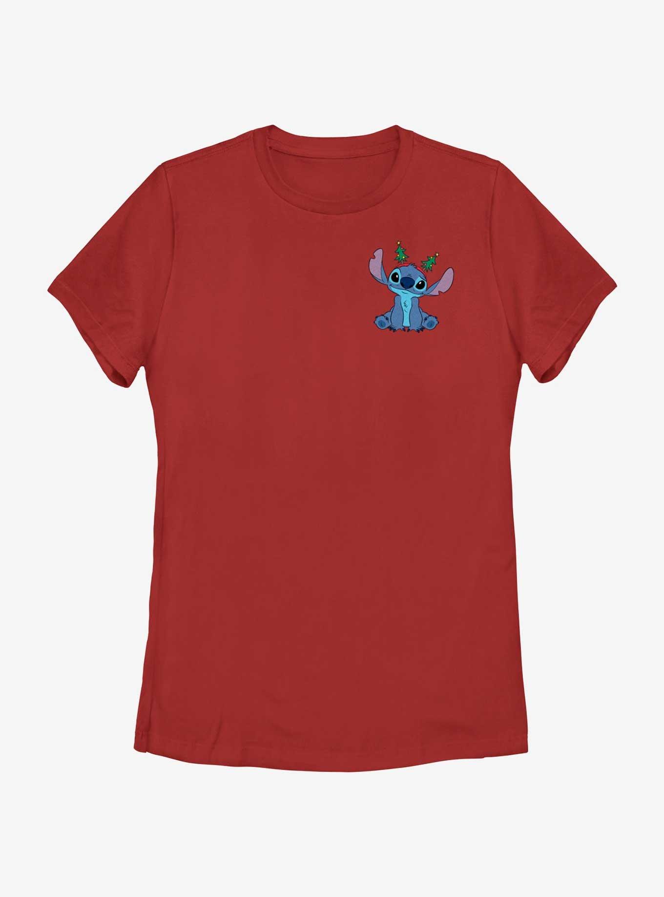 Disney Lilo & Stitch With Tree Ears Pocket Womens T-Shirt, RED, hi-res
