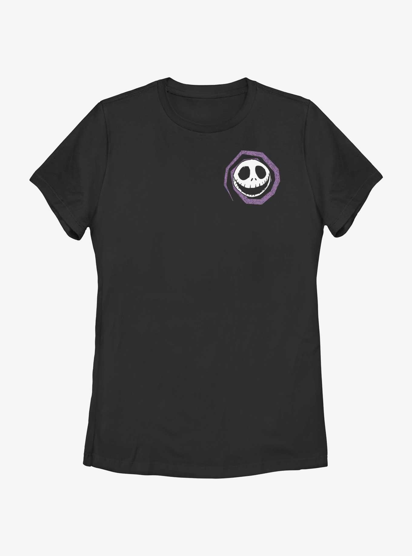 Disney The Nightmare Before Christmas Jacks Head Spiral Pocket Womens T-Shirt, BLACK, hi-res