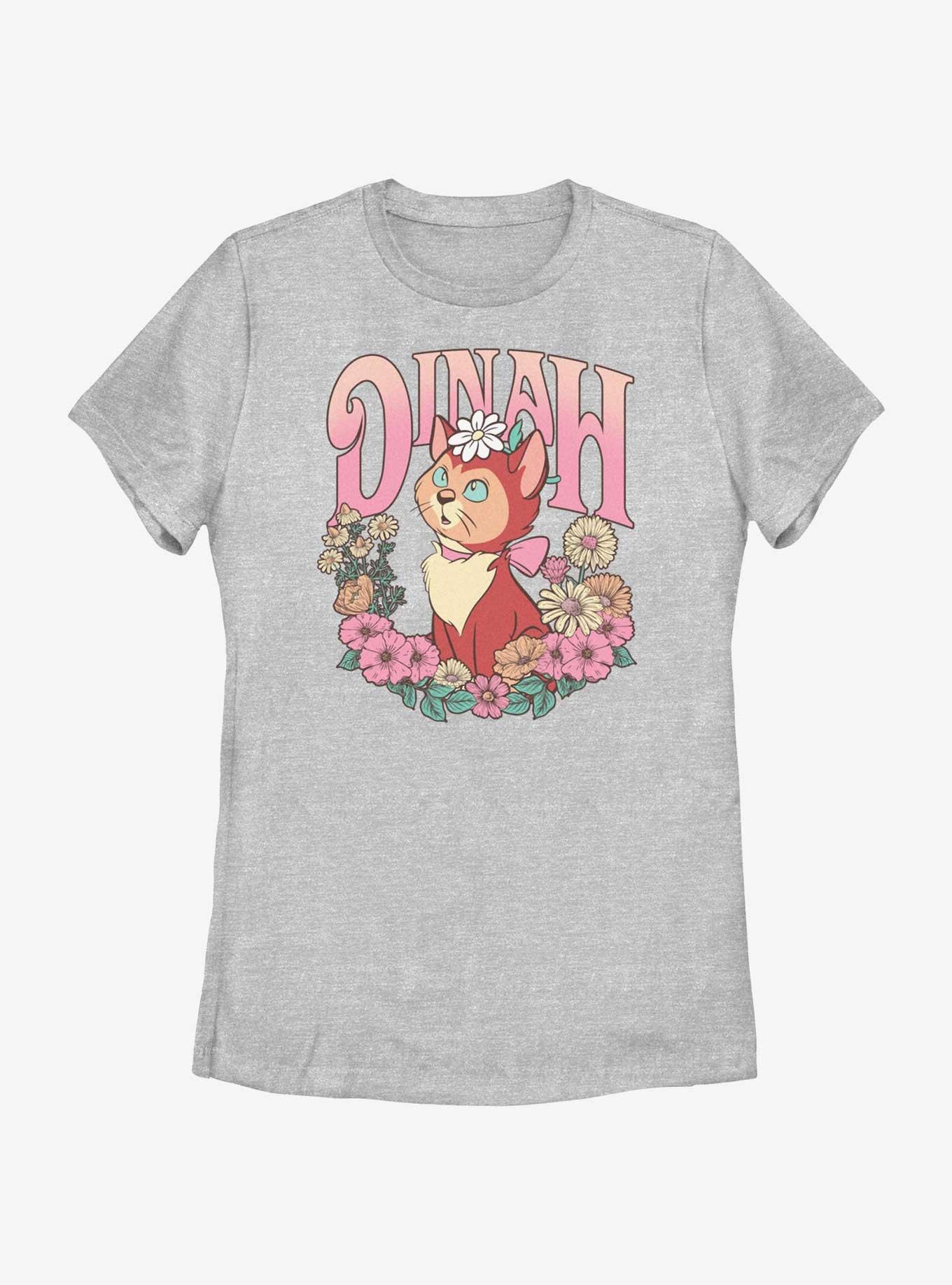 Disney Alice In Wonderland Dinah Floral Wreath Womens T-Shirt, ATH HTR, hi-res