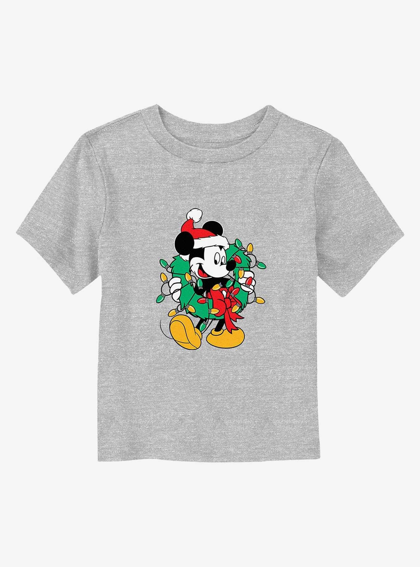 Mickey Mouse Mickey Santa Wreath Lights Toddler T-Shirt, , hi-res