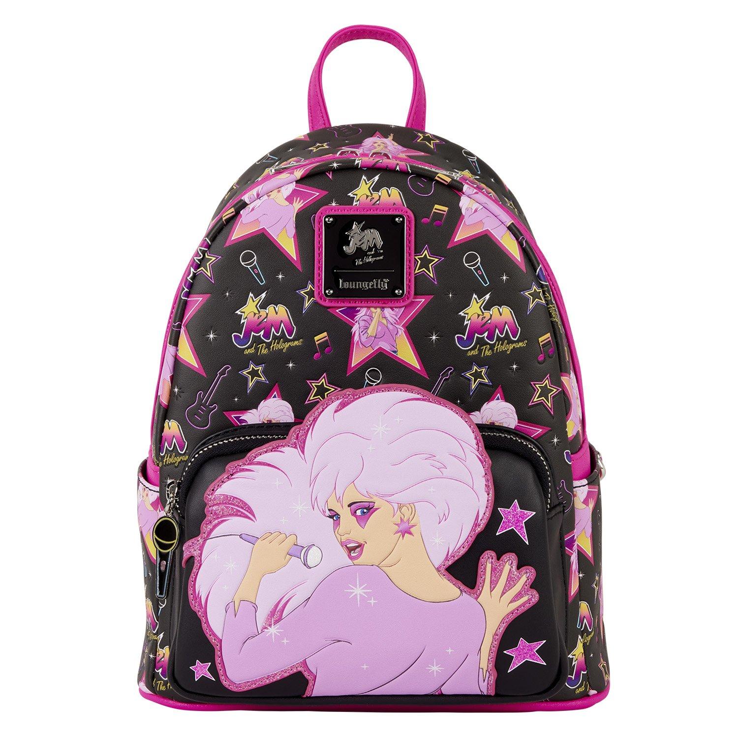 Loungefly Jem and the Holograms Glitter Icons Allover Print Mini Backpack, , hi-res
