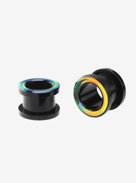 Acrylic Black Orange Iridescent Eyelet Plug 2 Pack | Hot Topic