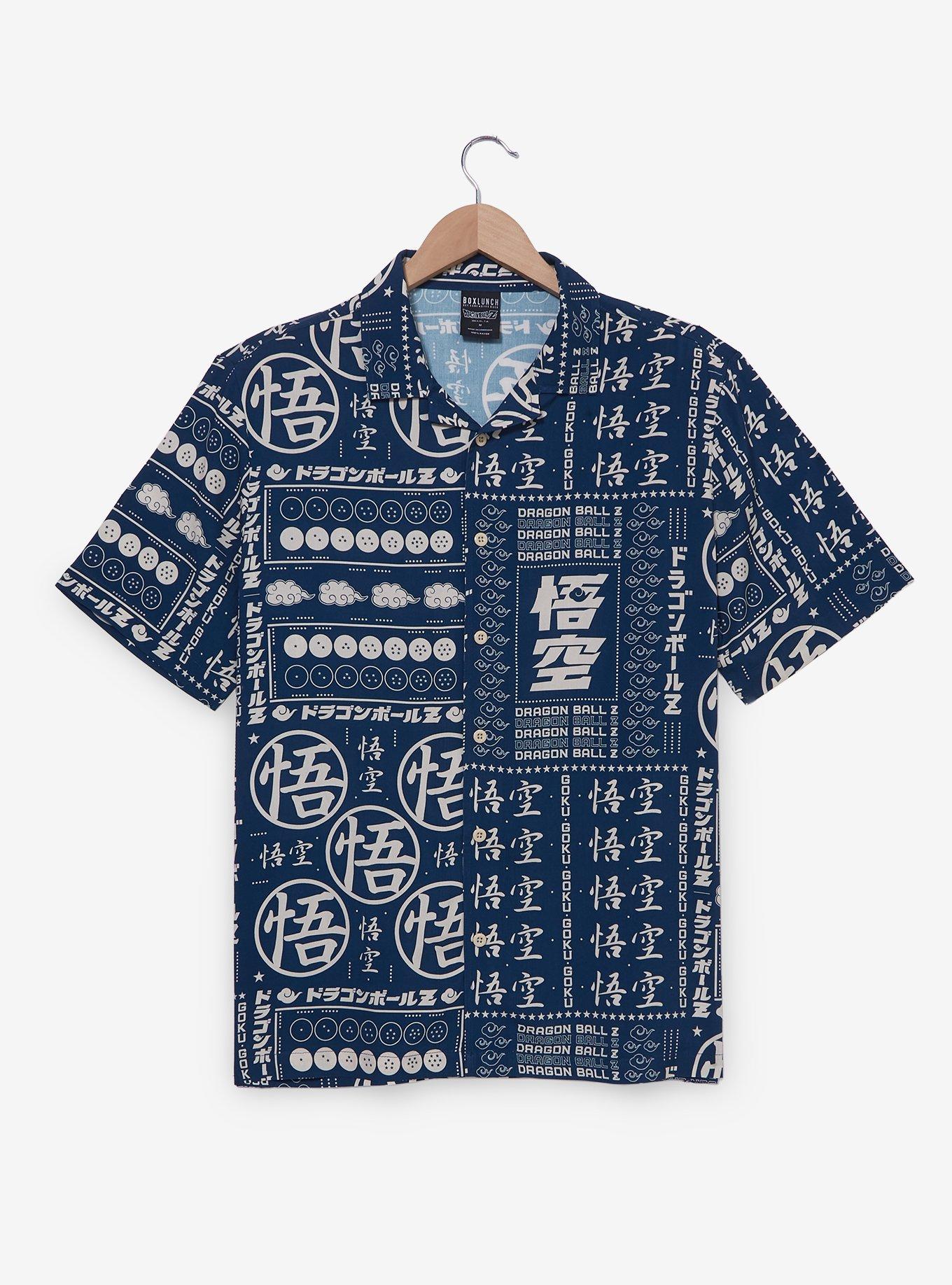 Dragon Ball Z Symbols Allover Print Woven Button-Up - BoxLunch Exclusive, , hi-res