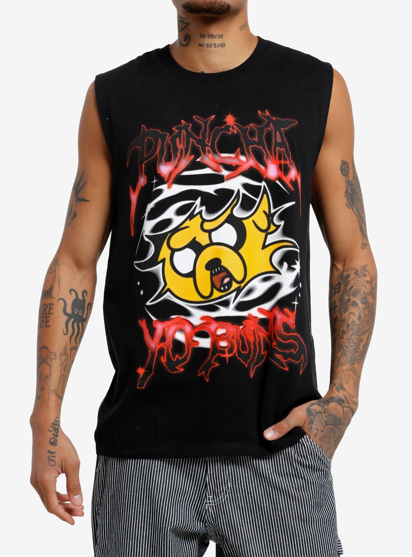 Adventure Time Jake Puncha Yo Buns Muscle Tank Top, BLACK, hi-res