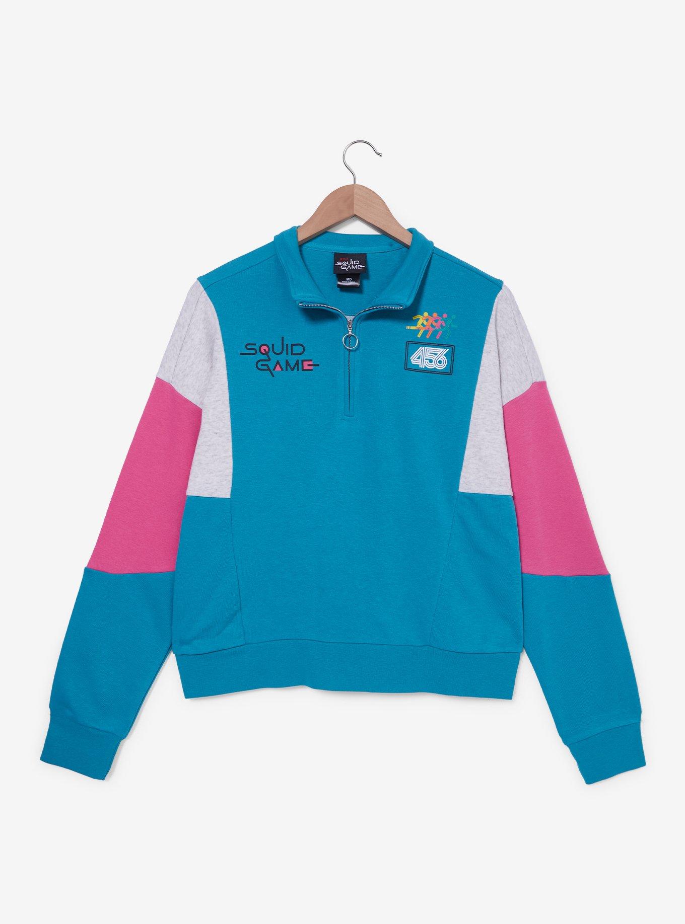 Squid Game Pink & Blue Women's Quarter Zip Crewneck — BoxLunch Exclusive, , hi-res