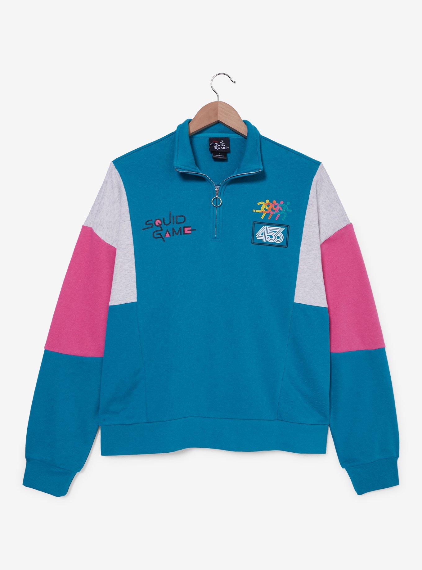 Squid Game Pink & Blue Women's Plus Quarter Zip Crewneck — BoxLunch Exclusive