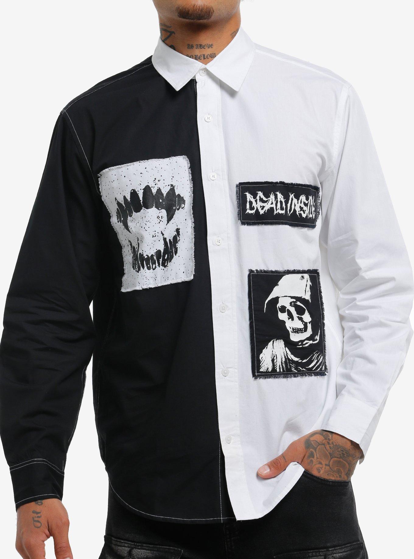 Grim Reaper Teeth Split Woven Button-Up, , hi-res