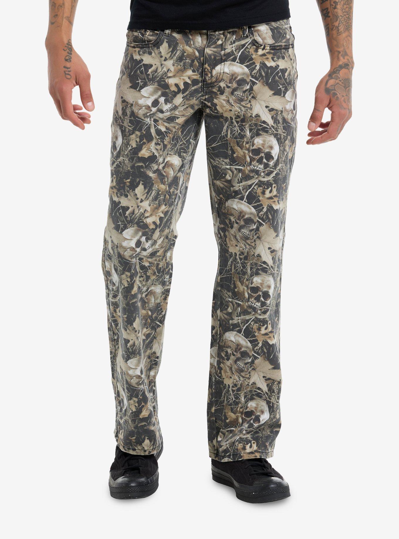 Skull Camouflage Straight Leg Jeans 