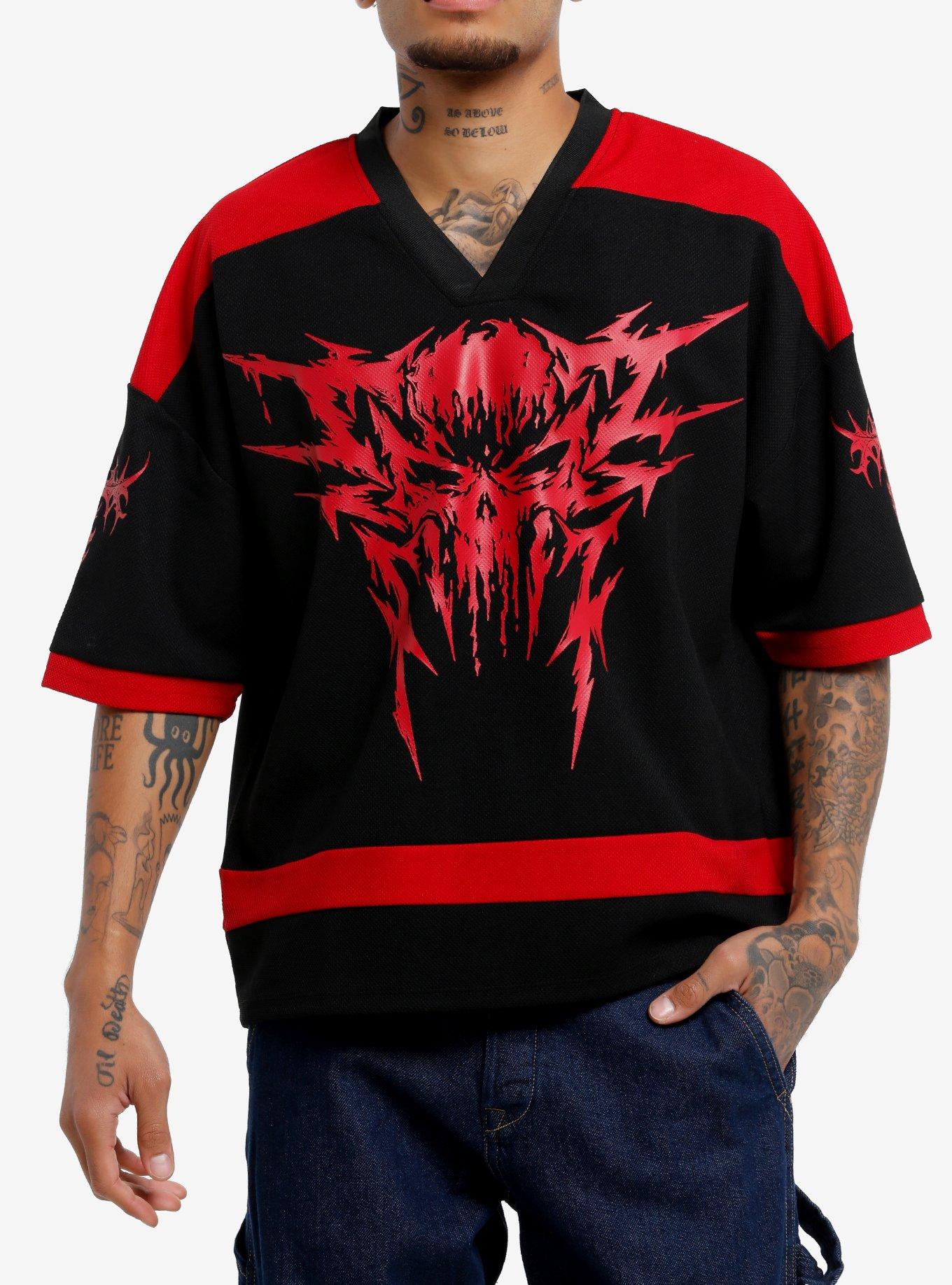 Cyber Skull Red & Black Hockey Jersey, , hi-res