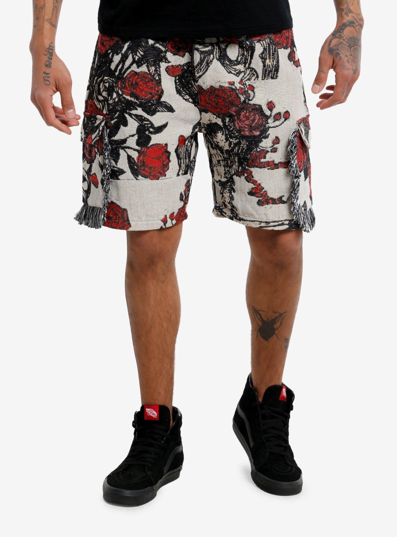 Skeleton Roses Tapestry Cargo Shorts 