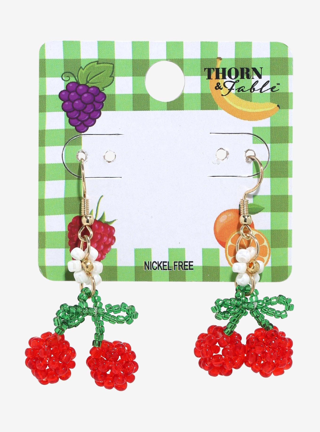 Thorn & Fable Cherry Bead Drop Earrings, , hi-res