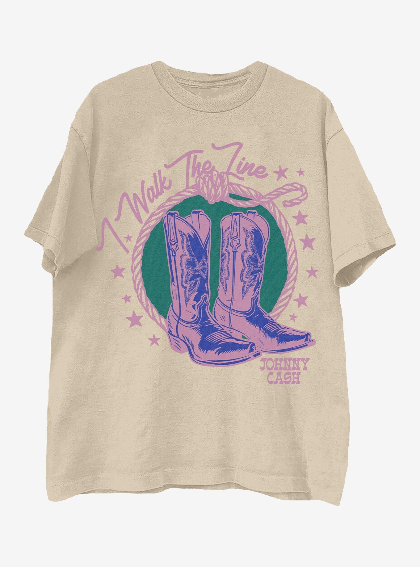 Johnny Cash I Walk The Line Boots Relaxed Fit Girls T-Shirt, , hi-res