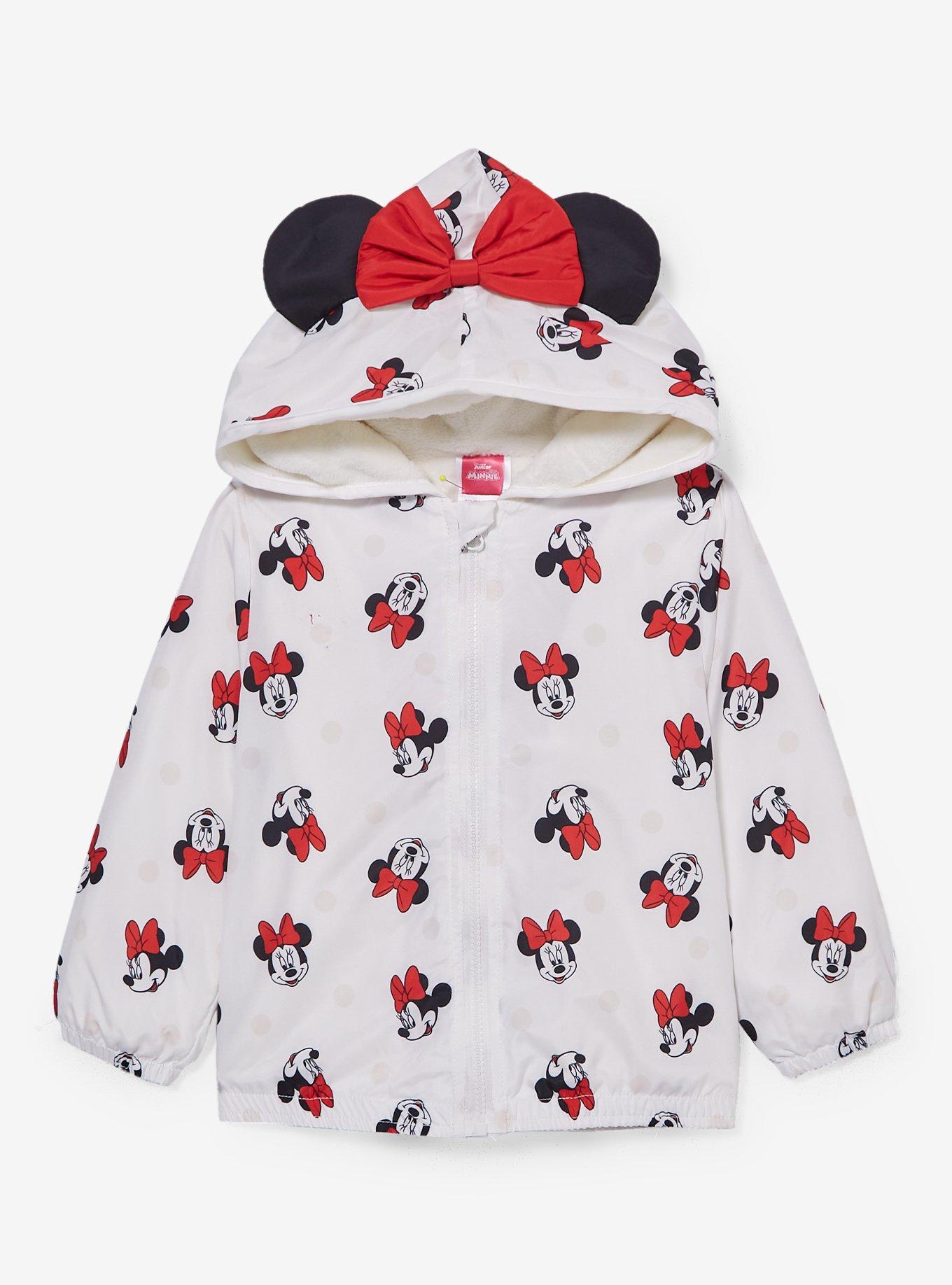 Disney Minnie Mouse 3D Ears and Bow Toddler White Sherpa-Lined Windbreaker