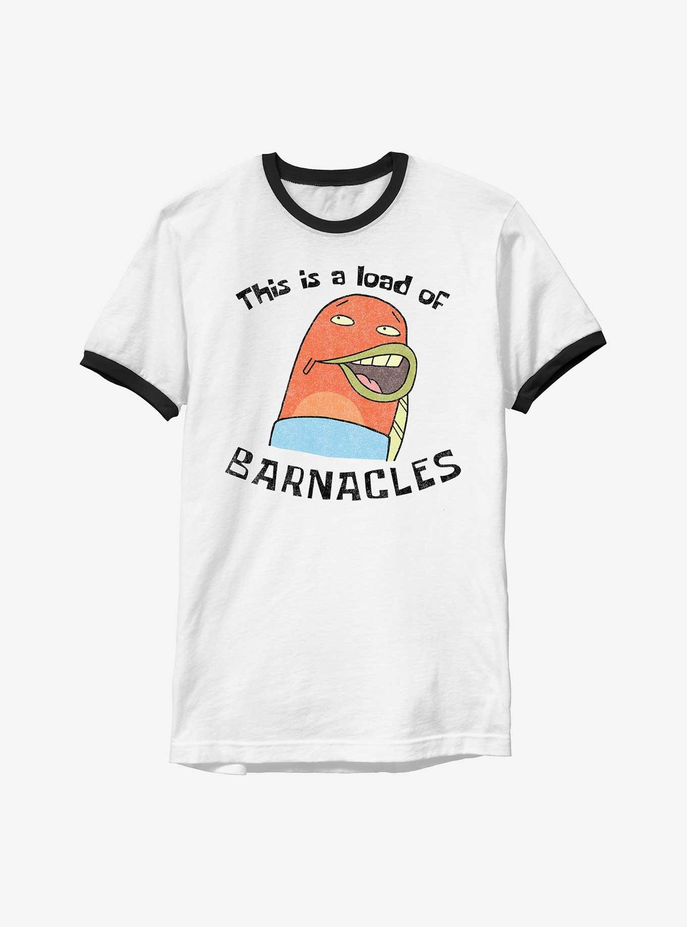 Spongebob Squarepants This Is A Load Of Barnacles Ringer T-Shirt, WHTBLK, hi-res