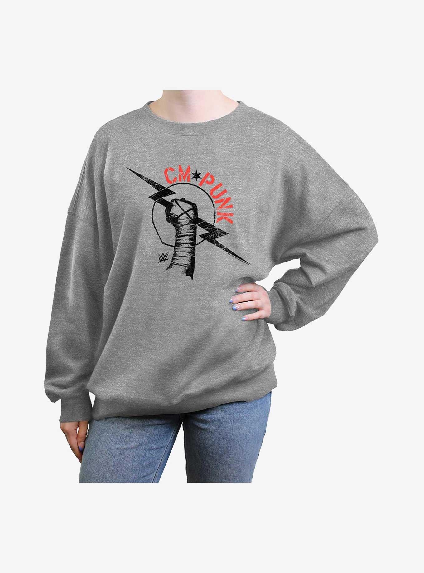 WWE CM Punk Lightning Bolt Icon Womens Oversized Sweatshirt, , hi-res