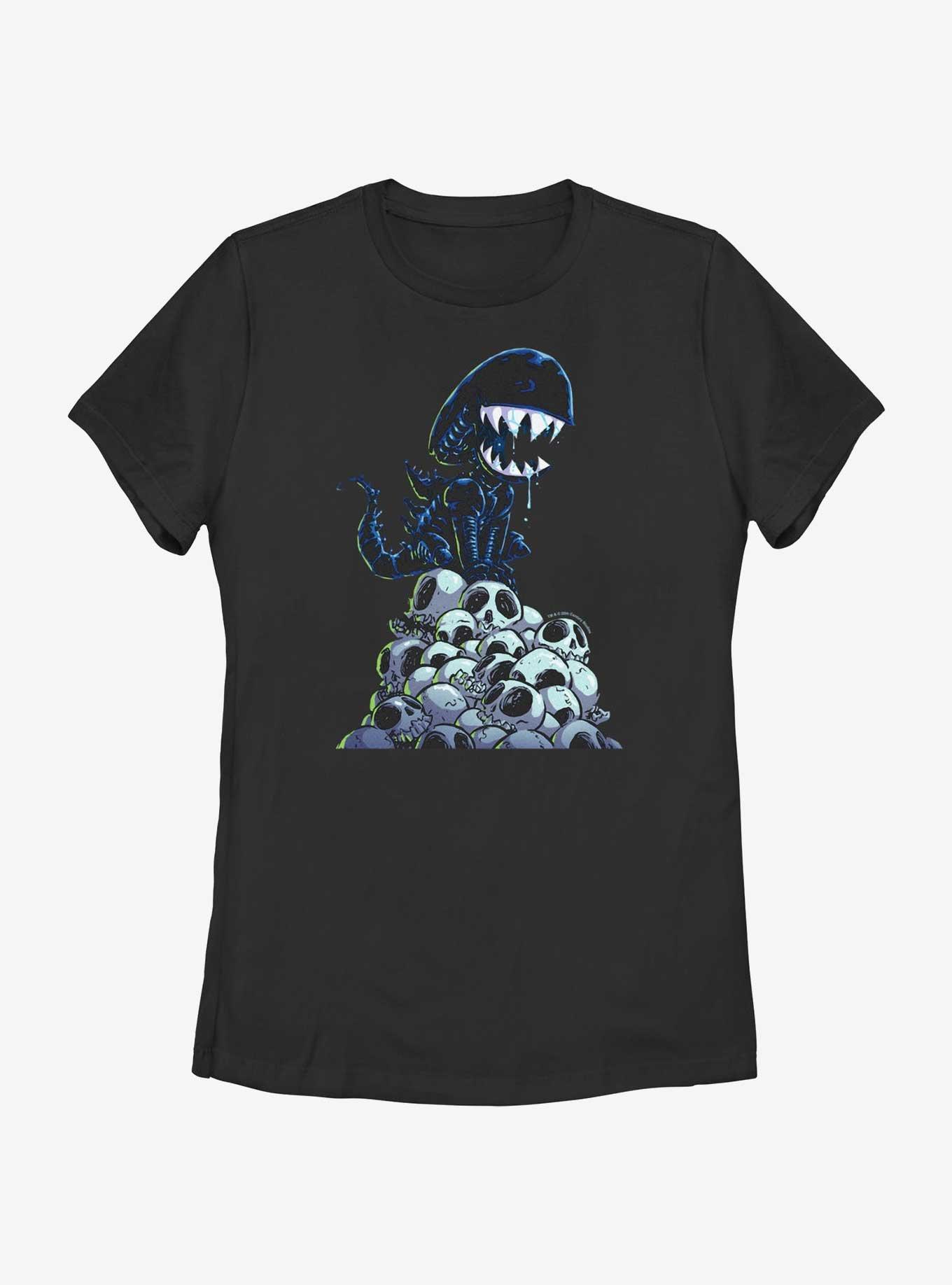 Alien Xenomorph In Skull Mountain Womens T-Shirt, BLACK, hi-res