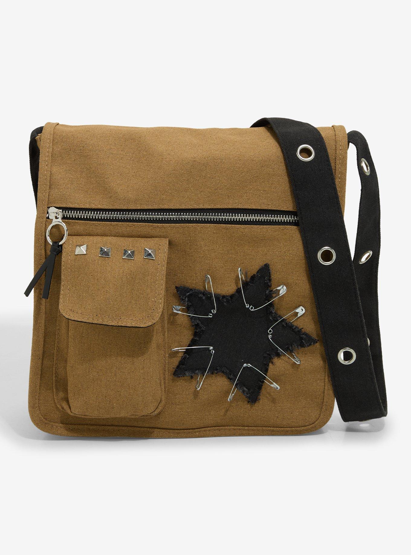 Star Safety Pin Tan Messenger Bag, , hi-res