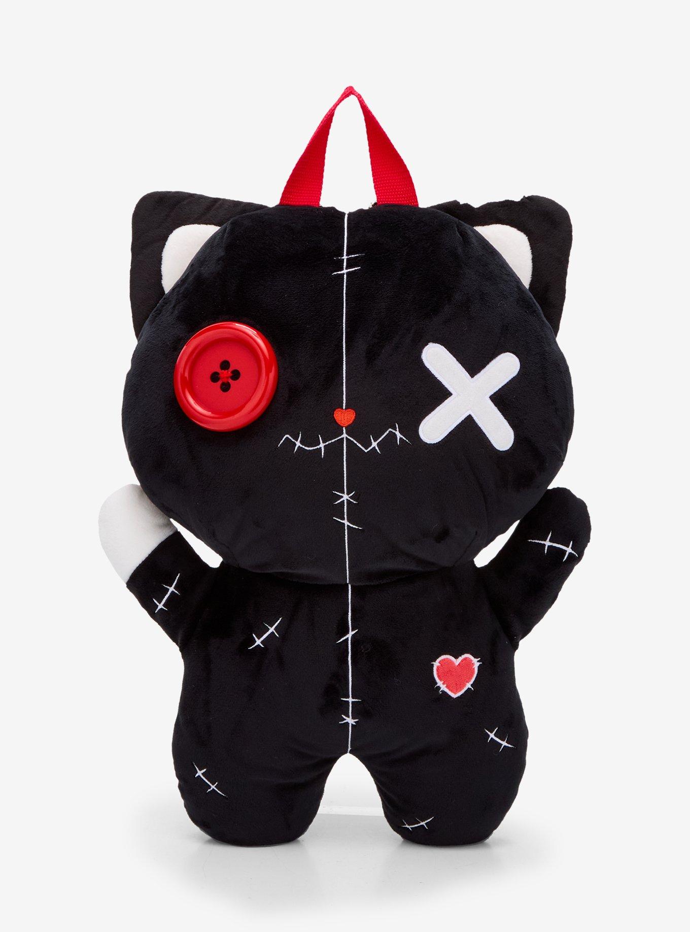 Black Cat Button Stitch Plush Backpack, , hi-res