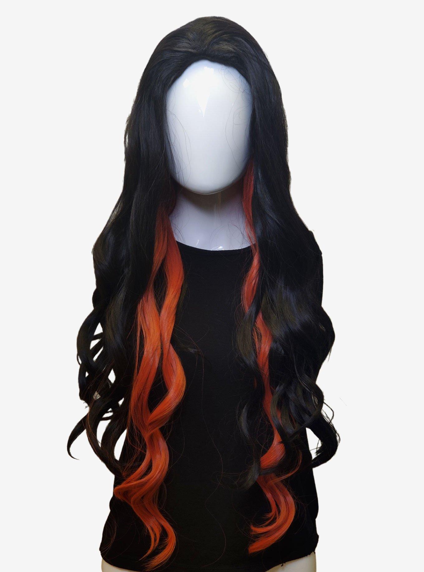 Black wig with orange peel a boos Amazon.com : Brownbomb Ombre Orange Black Wear and Go  main image 3