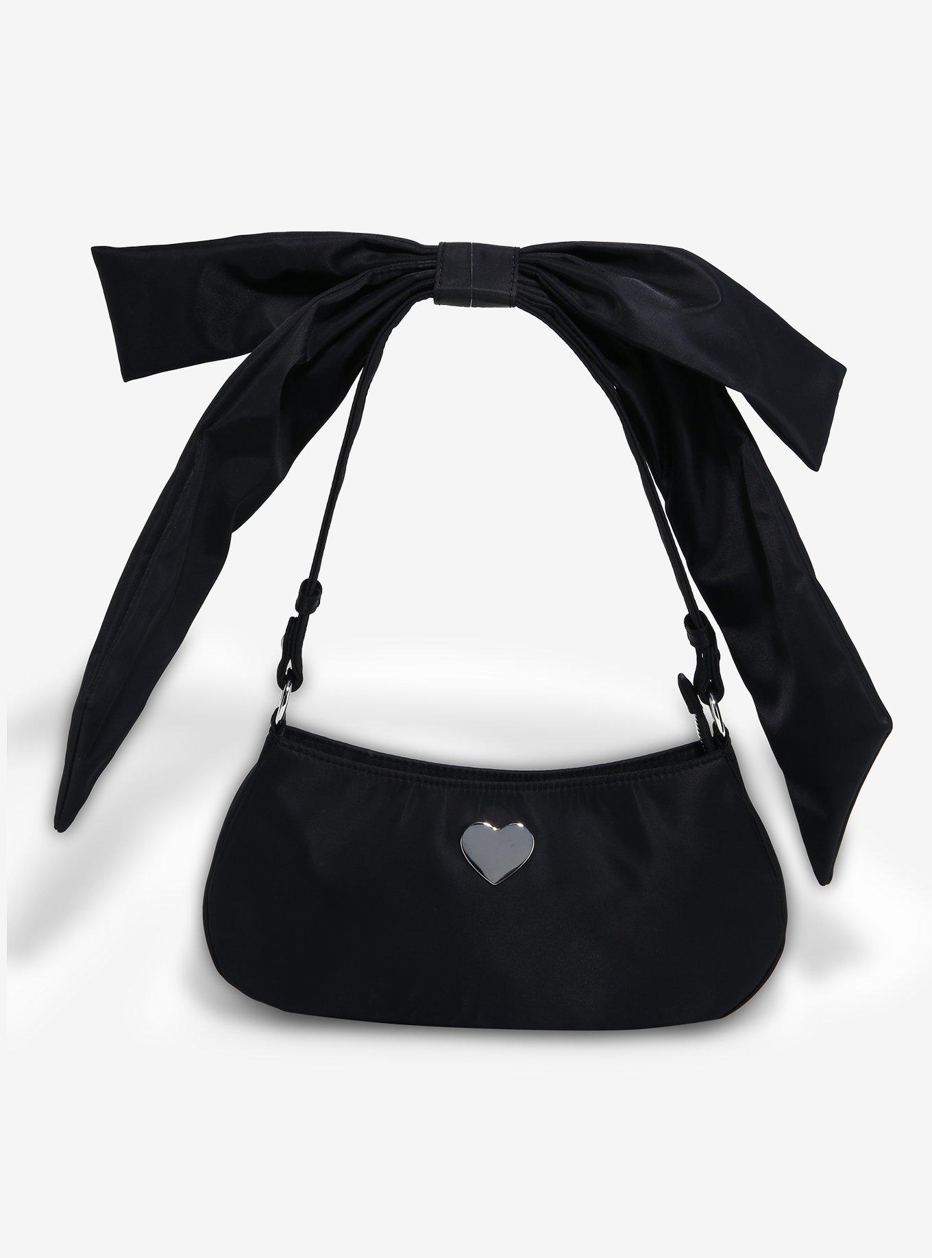 Black Bow & Heart Shoulder Bag, , hi-res